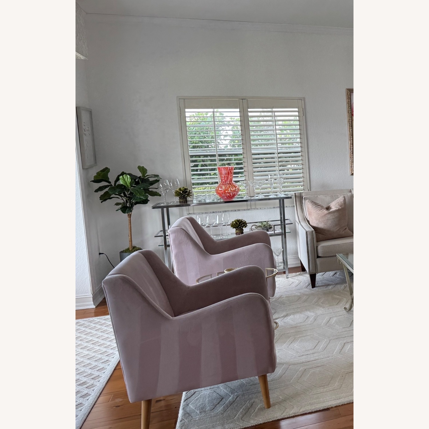 Pier 1 Imports Pink Velvet Armchairs - image-2