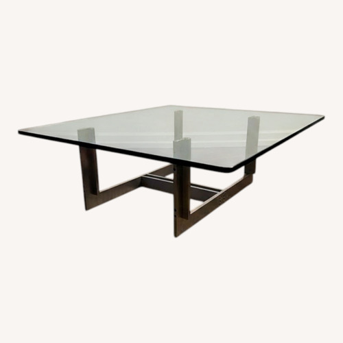 Used Modern Glass & Brushed Steel Coffee Table for sale on AptDeco