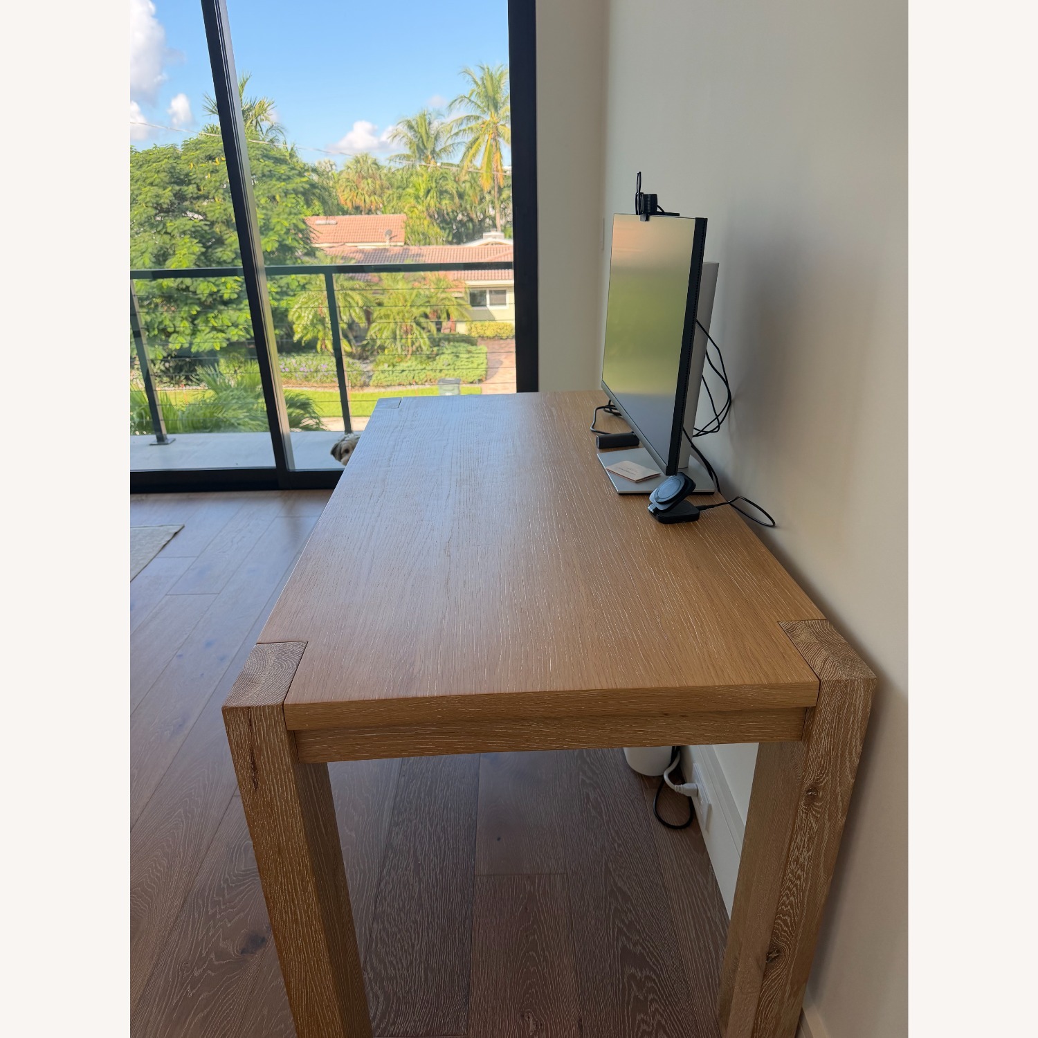 Crate & Barrel Terra White Oak Desk with Outlets - image-3