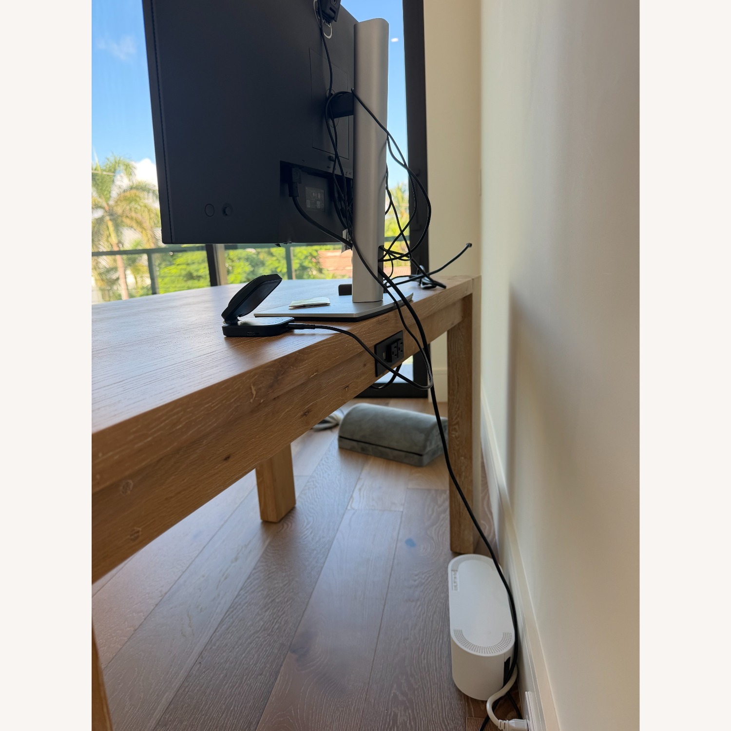 Crate & Barrel Terra White Oak Desk with Outlets - image-4