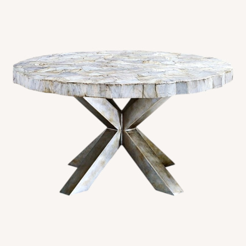 Used Arhaus Petra Round Dining Table in Century Marble for sale on AptDeco