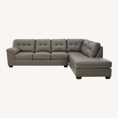 Used Light Gray Leather 3+ Piece Sectional for sale on AptDeco