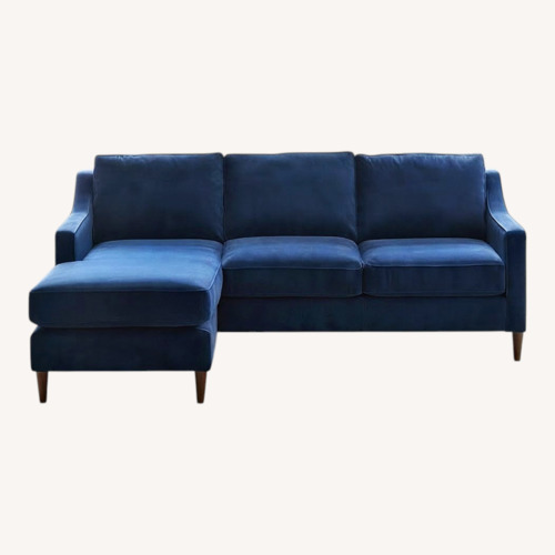 Used West Elm Paidge Blue Velvet 2 Piece Sectional for sale on AptDeco