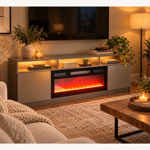 Used Light Gray Wood Media Storage for sale on AptDeco