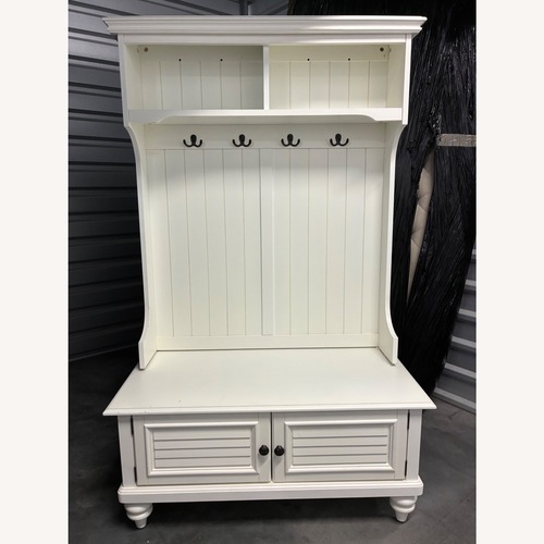 Used White Wood Hall Tree for sale on AptDeco