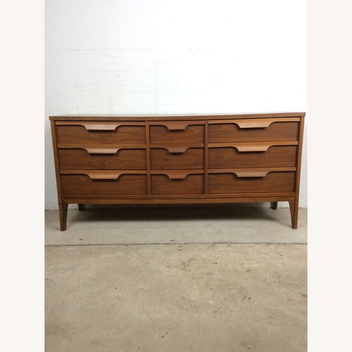 Used Mid Century Lowboy Dresser with Mounted Mirror for sale on AptDeco