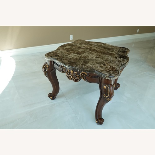 Used Vintage Marble Coffee Table - Solid Wood Legs for sale on AptDeco