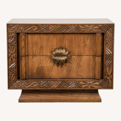 Used Mid Century 2 Drawer Nightstand Brass Hardware for sale on AptDeco