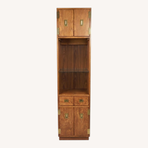 Used MCM Campaign Style Wall Unit with Lighted Shelf for sale on AptDeco