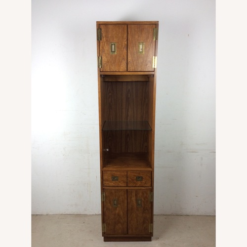 Used MCM Campaign Style Wall Unit with Lighted Shelf for sale on AptDeco