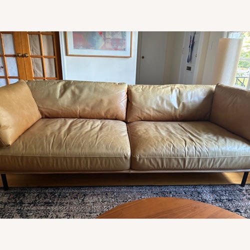 Used Crate & Barrel Light Brown Leather 3+ Seater Sofa for sale on AptDeco