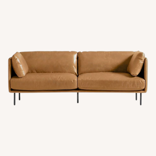 Used Crate & Barrel Light Brown Leather 3+ Seater Sofa for sale on AptDeco