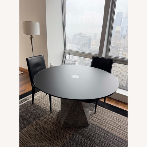 Used Expandable Designer Dining Table – Marble Base for sale on AptDeco