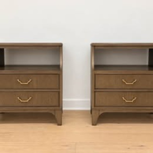 Used Ethan Allen Dark Gray Wood Clement Nightstands (2) for sale on AptDeco