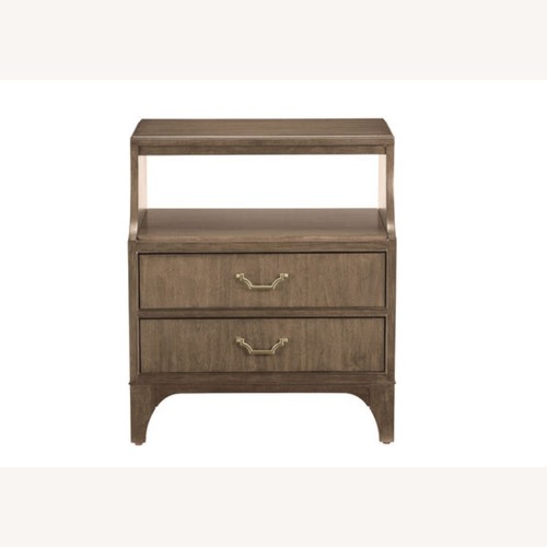 Used Ethan Allen Dark Gray Wood Clement Nightstands (2) for sale on AptDeco