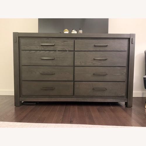 Used Raymour & Flanigan Rockwell Dark Gray Wood Dresser for sale on AptDeco