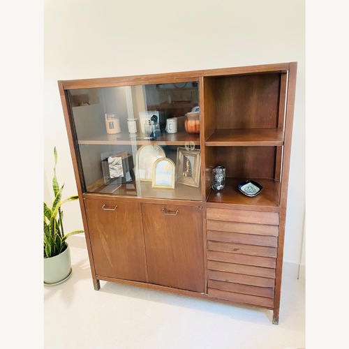 Used Wood & Glass Mid Century Modern Cabinet Armoire  for sale on AptDeco