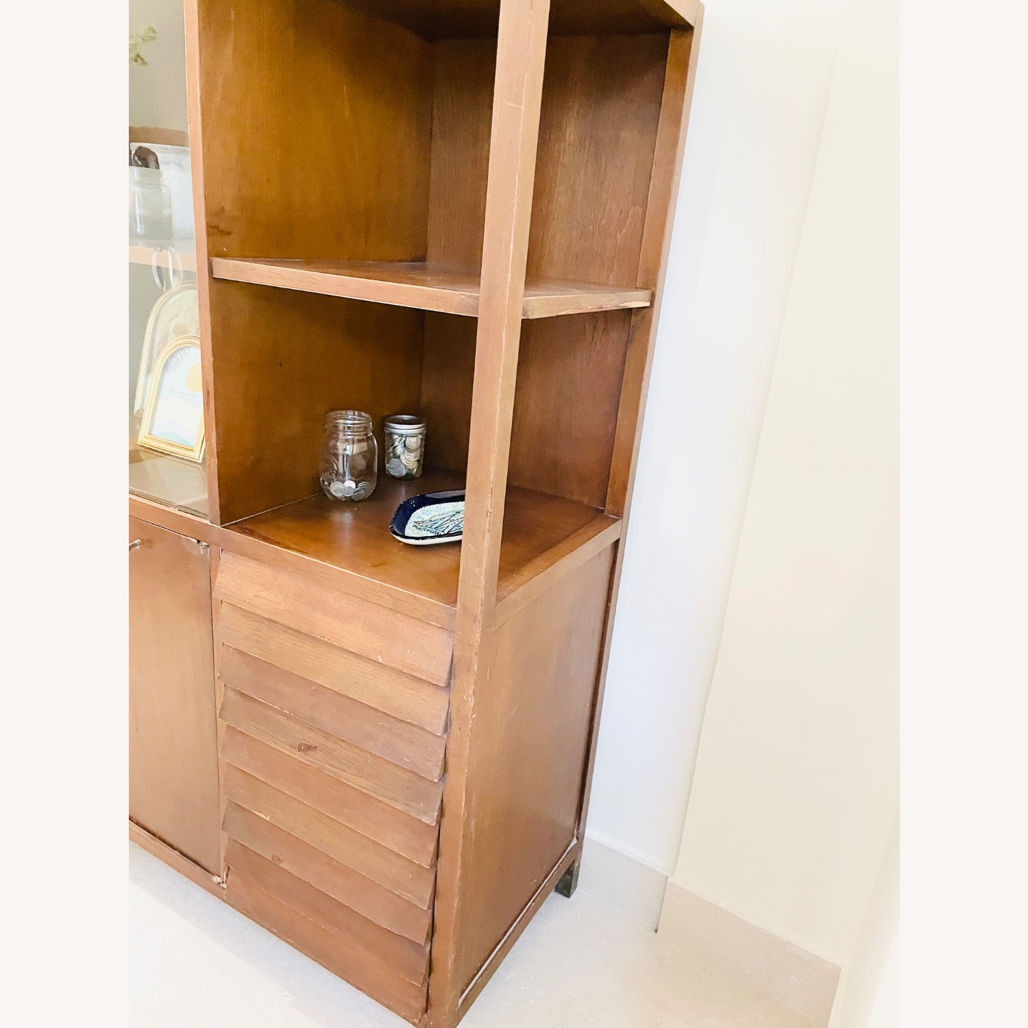 Wood & Glass Mid Century Modern Cabinet Armoire - image-3
