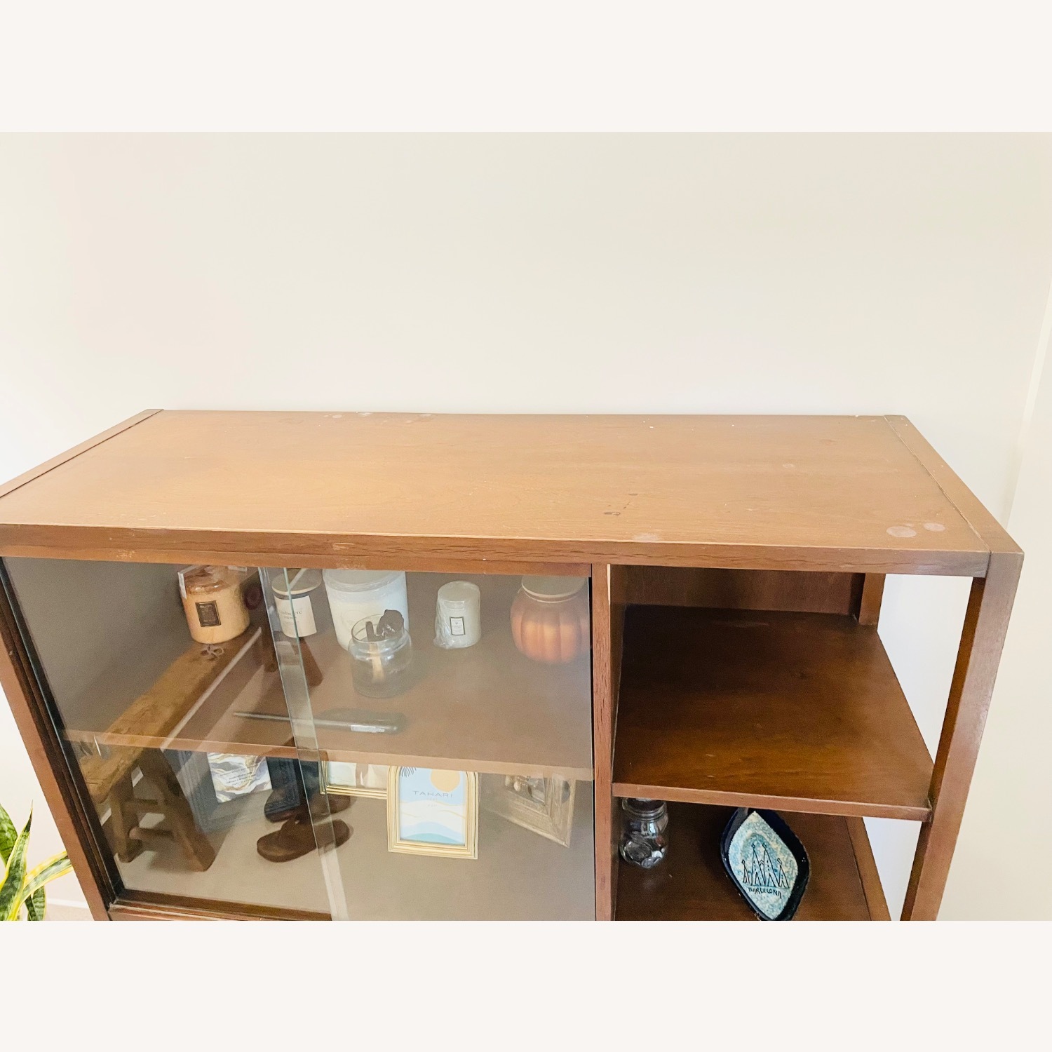 Wood & Glass Mid Century Modern Cabinet Armoire - image-2