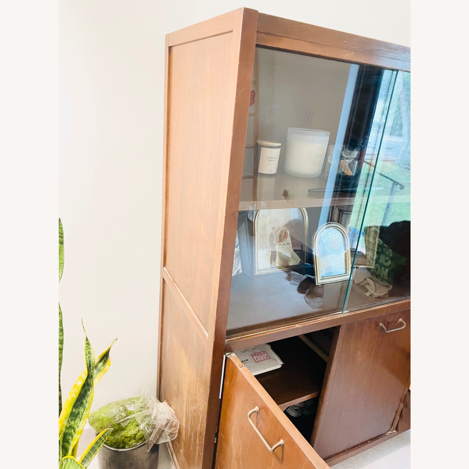 Wood & Glass Mid Century Modern Cabinet Armoire - image-6