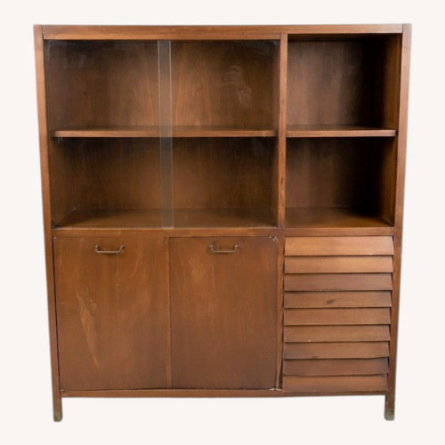 Used Wood & Glass Mid Century Modern Cabinet Armoire  for sale on AptDeco