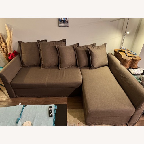 Used IKEA FRIHETEN Dark Brown Fabric 2 Piece Sectional for sale on AptDeco