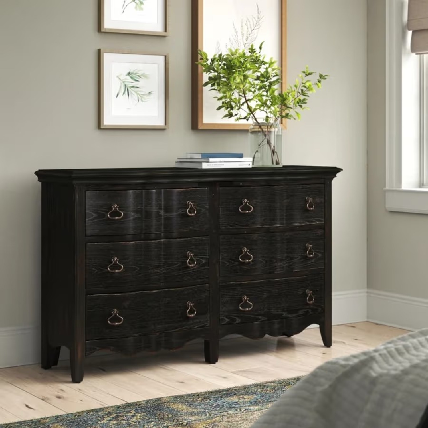 Black Antique 6 Drawer Dresser - image-3