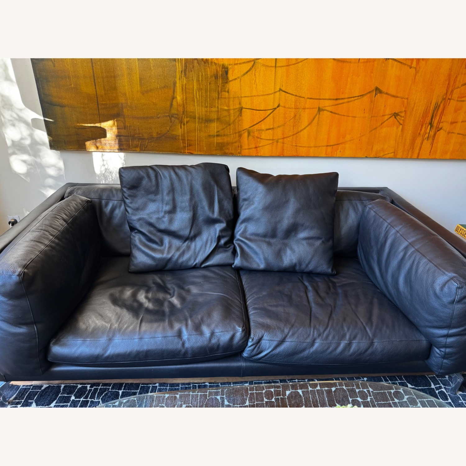 Design Within Reach Como Black Leather Sofa - image-2
