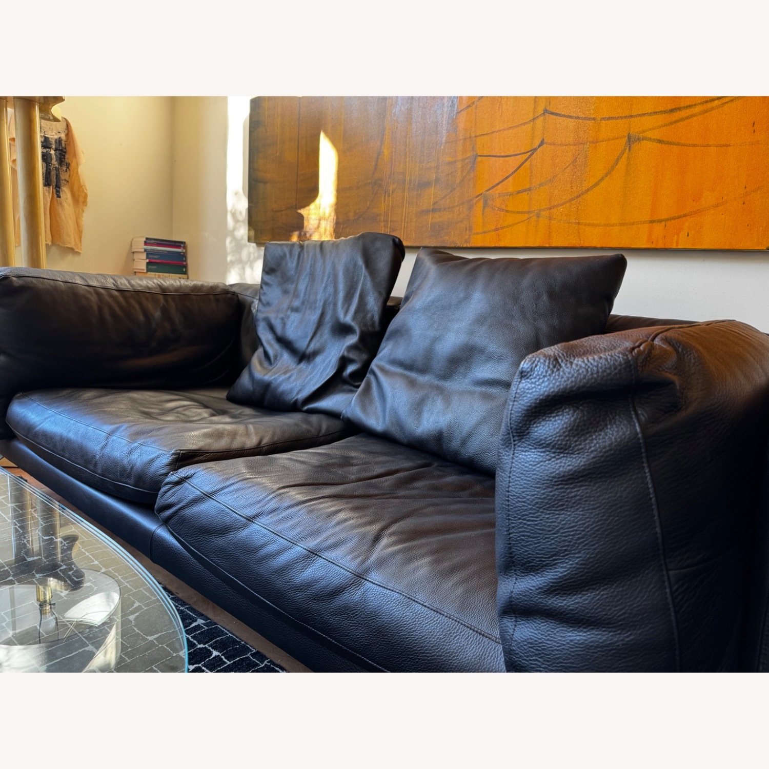 Design Within Reach Como Black Leather Sofa - image-4