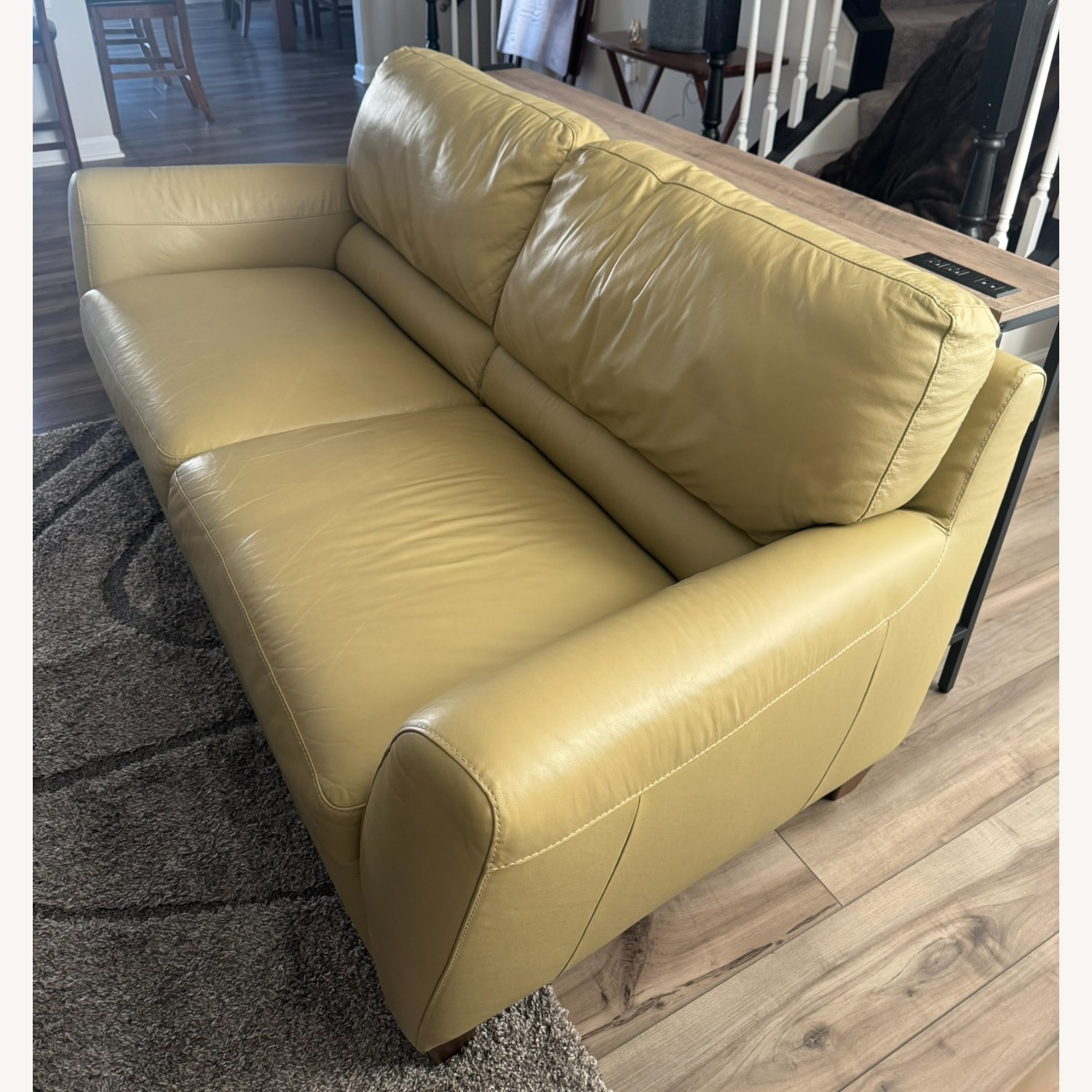 Green Leather 2 Seater Sofa - image-3