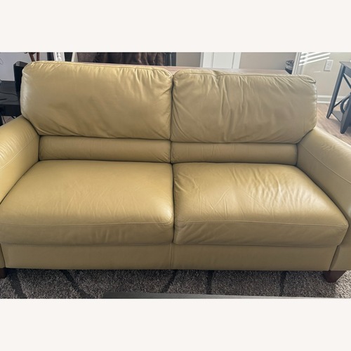 Used Green Leather 2 Seater Sofa for sale on AptDeco