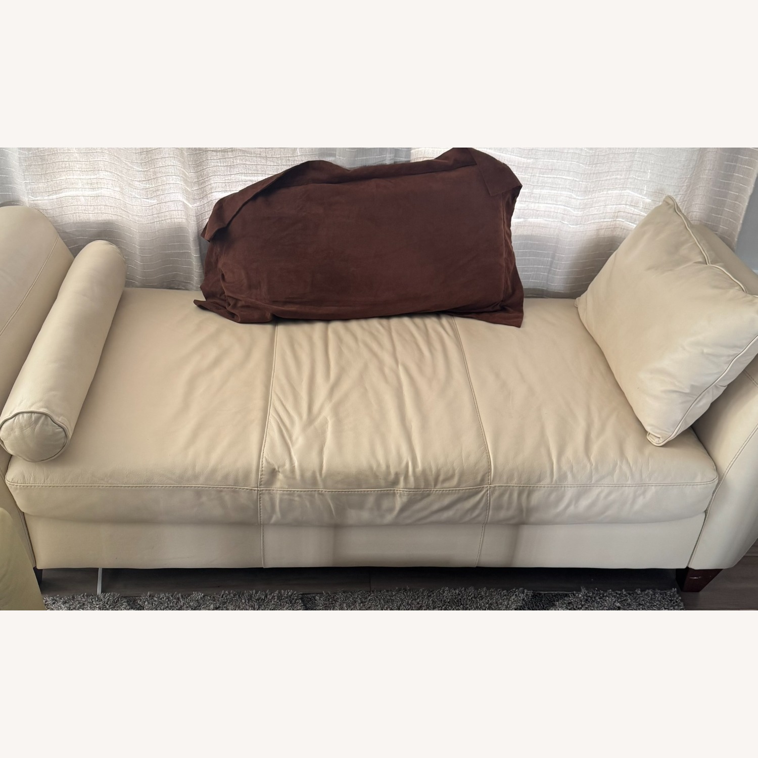White Leather Chaise Lounge - image-1