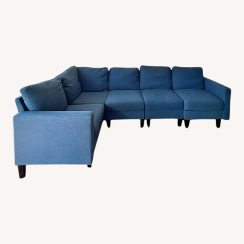 Used Blue Fabric 5 Piece Sectional for sale on AptDeco