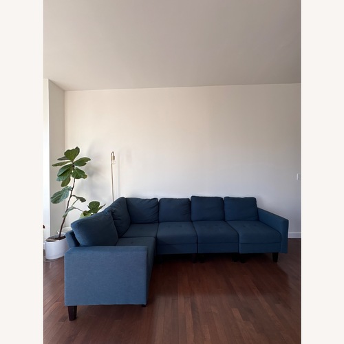 Used Blue Fabric 5 Piece Sectional for sale on AptDeco