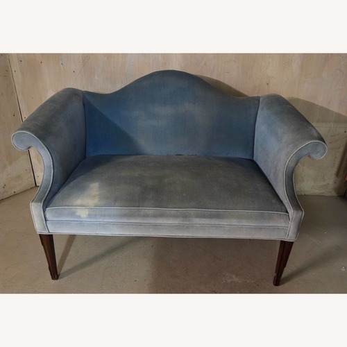 Used Vintage/Antique Finds Blue Velvet Loveseat for sale on AptDeco