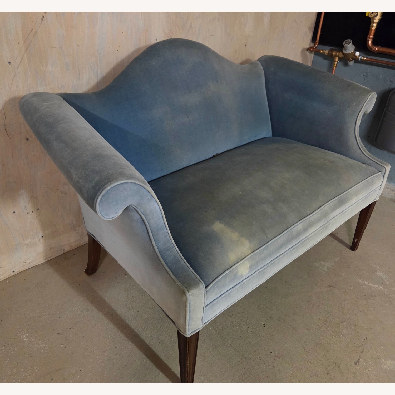 Vintage/Antique Finds Blue Velvet Loveseat - image-3
