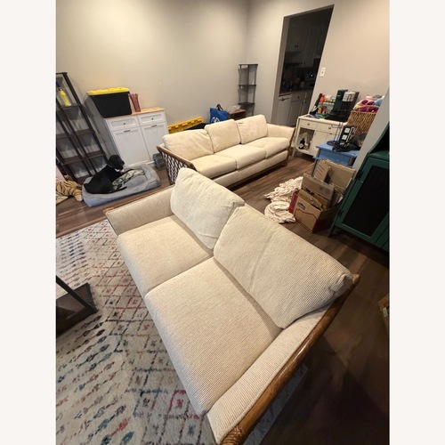 Used Cream Colored Wicker Couch for sale on AptDeco
