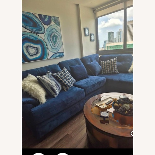 Used Blue Fabric 2 Piece Sectional for sale on AptDeco
