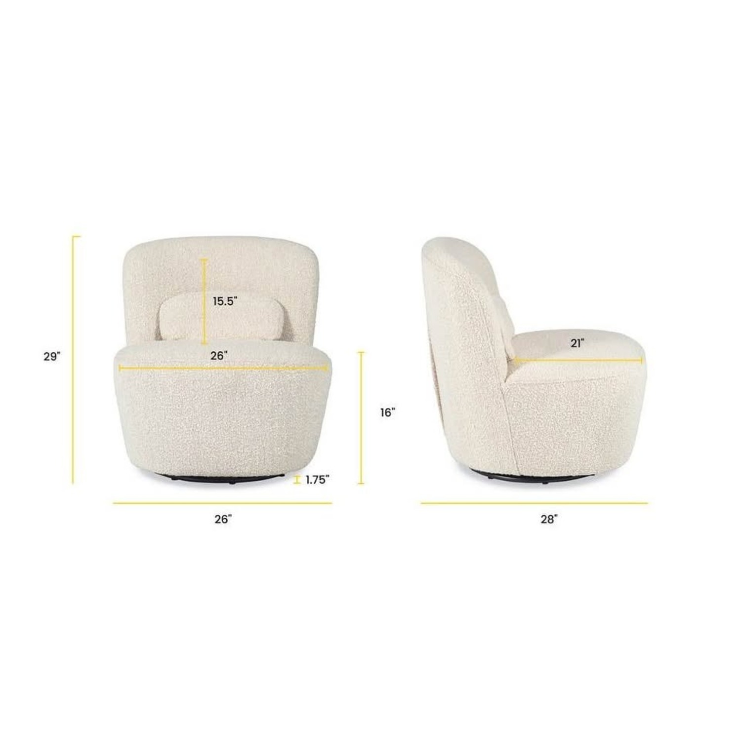 Poly and Bark Alma White Boucle Accent Chair - image-2