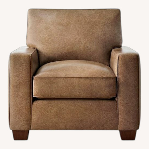 Used Pottery Barn Dark Brown Leather Armchair for sale on AptDeco