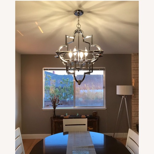 Used Modern Geometric 4-Light Chrome Chandelier for sale on AptDeco