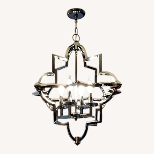 Used Modern Geometric 4-Light Chrome Chandelier for sale on AptDeco