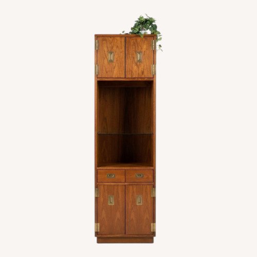Used Vintage Campaign Style Tall Cabinet with Light for sale on AptDeco