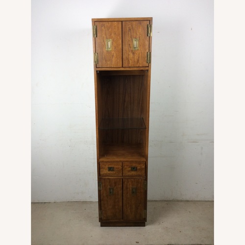 Used Vintage Campaign Style Tall Cabinet with Light for sale on AptDeco