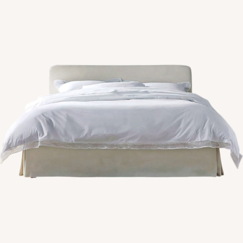 Used CB2 Pullover Pleat Queen Bed Cream for sale on AptDeco
