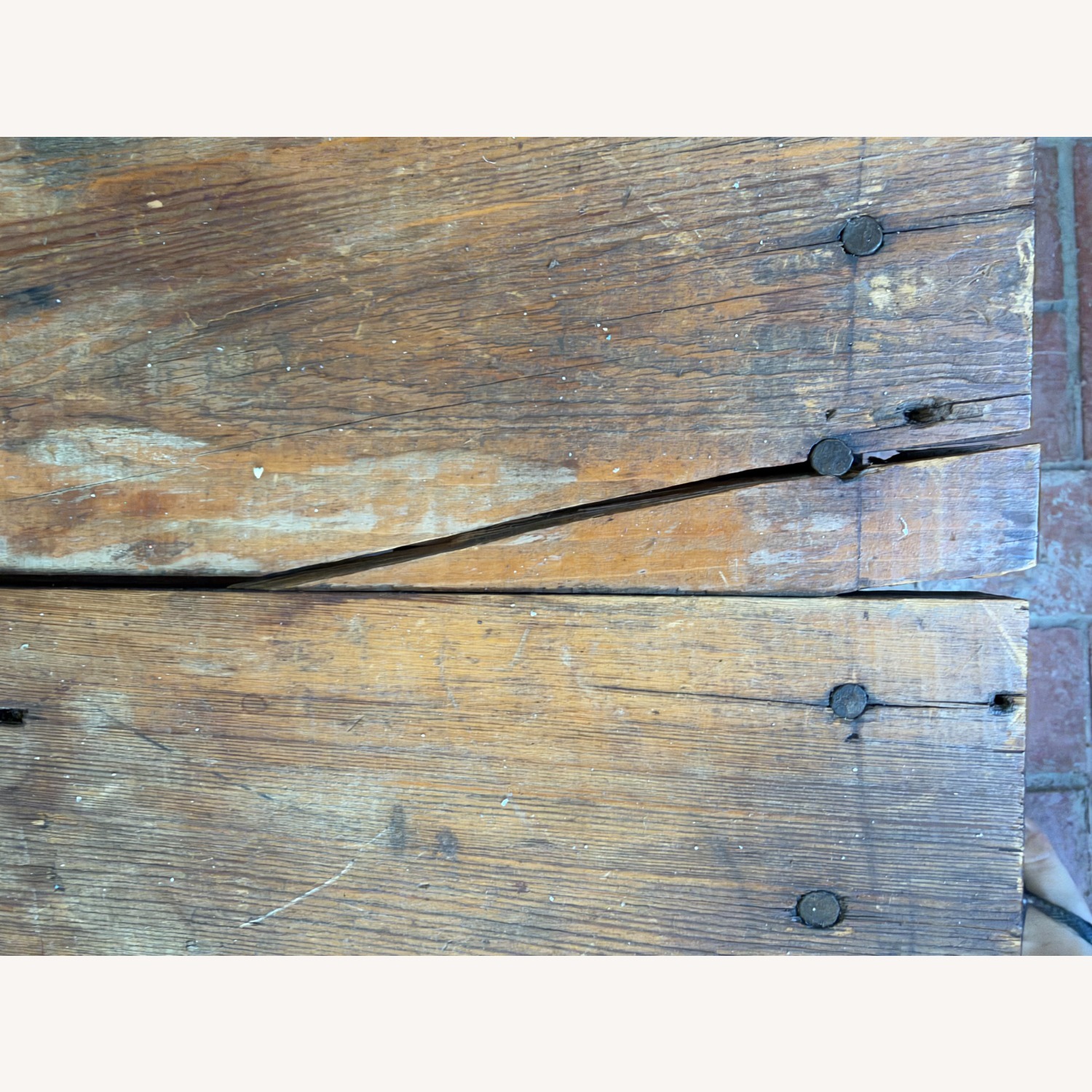 Vintage Industrial Coffee Table Wood & Cast Iron - image-4