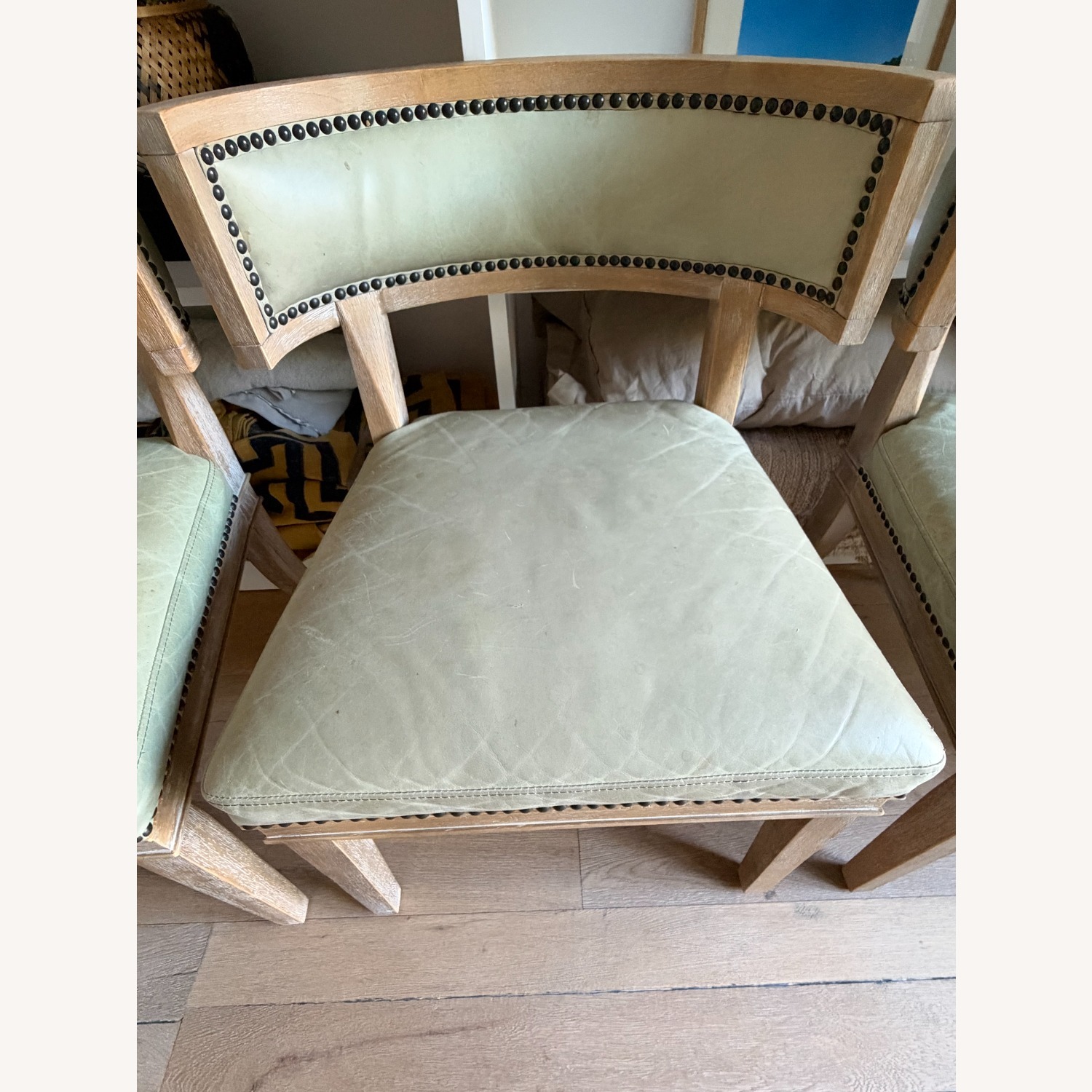 Set of 4 French Inspired Leather Dining Chairs - image-4