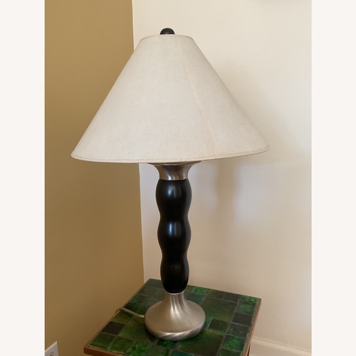 Used Elegant Black Wood & Metal Table Lamp for sale on AptDeco