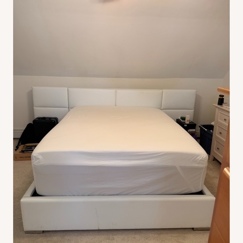 Used Modani White Leather Queen Bed for sale on AptDeco