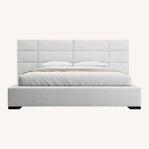Used Modani White Leather Queen Bed for sale on AptDeco